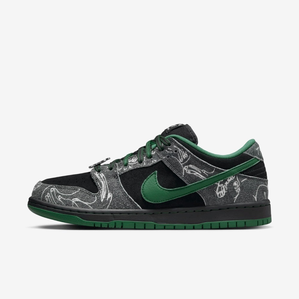 There x Nike SB Dunk Low Pro Anthracite and Gorge Green